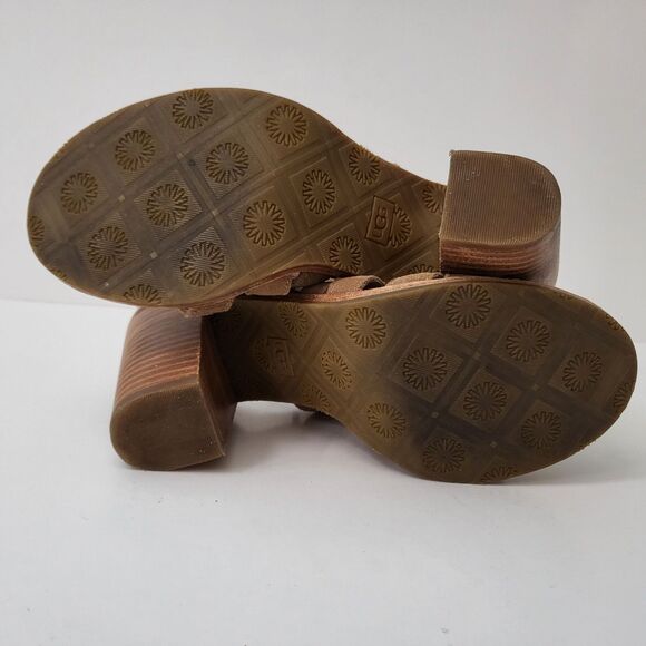 UGG Harris Sandals Womens 6.5 Chestnut Lace Up Strappy Gladiator Block Heel - Picture 7 of 8